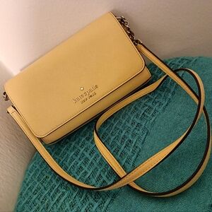 Kate Spade Yellow Leather/Dark Brown Trim Like New 💖 Crossbody Bag